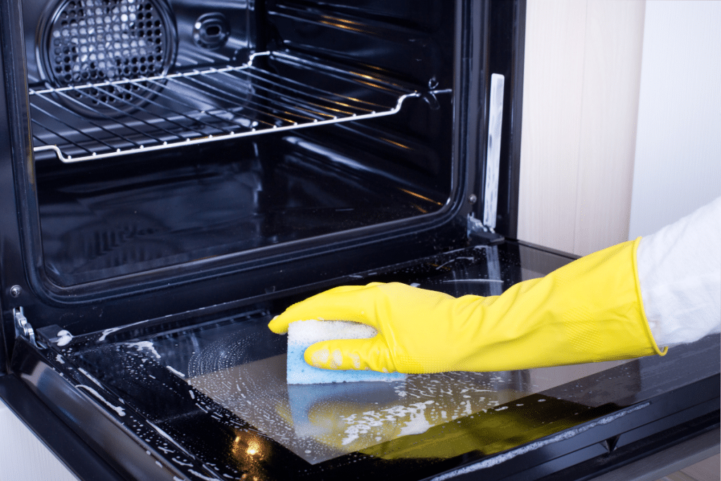 very clean oven glass door